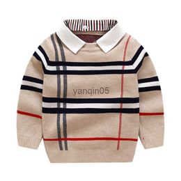 Pullover 2-8T Plaid Sweater For Boy Girl Toddler Kid Sweater Baby Knit Pullover Top Winter Thick Fashion Infant Knitwear Clothes HKD230719