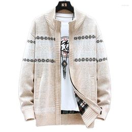 Men's Sweaters Autumn And Winter Korean Style Men Patchwork Cardigan Stand Collar Sweater Coat Zipper Knitted Jacket Male 8868