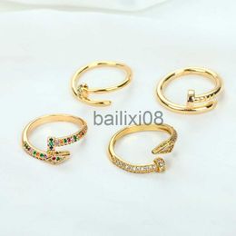 Band Rings Daihe Exquisite Screw Ring Women 18K Gold plated Adjustable Colourful Crystal Zircon Copper Rings For Women Gift Jewellery 2022 J230719