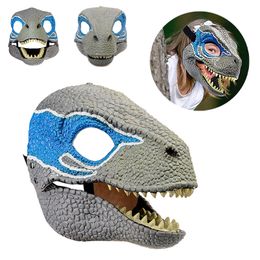 Party Masks Dinosaur Mask Horror Dino Mask Headgear Adult Kids Party Cosplay Open Mouth Dinosaur Latex Mask Christmas Gift 230718