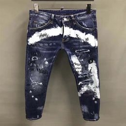 Italy Brand New Mens Jeans Distressed Ripped Biker Jeans Slim Fit Motorcycle Biker Denim Jeans 2021 Fashion Designer Pants 28-217M