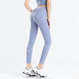 Al Women Yoga Leggings Pants Fitness Push Up Exercise Running With Side Pocket Gym Seamless Peach Butt Tight Pants