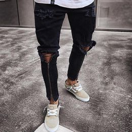 Men's Jeans Mens Cool Designer Brand Black Skinny Ripped Destroyed Stretch Slim Fit Hop Pants With Holes For Men S-3XL309f