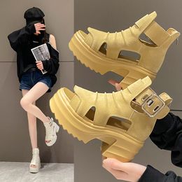 Sandals Summer Casual Style Thick Sole Sandals Women's Roman Matsuke Shoes Hollow out Thick Heel Cool Boots Fish Mouth High Top 230718