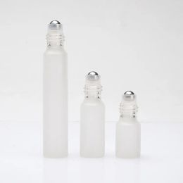 10ml 5ml 3ml Perfume Roll On Glass Bottle Frosted Clear with Metal Ball Roller Essential Oil Vials Classic