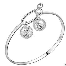 Luckyshine 6Pcs Unique Fire Two Balls 925 Sterling Silver Bangles Russia USA Bangles Bracelets188i