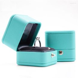 Jewellery Pouches Romantic Blue Leather Display Ring Box Pendant Holder Gift Packaging Storage Jewellery Organiser For Wedding Propose