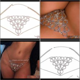 Belly Chains Jewelrysexy Heart Shaped Rhinestone Thong Bling Crystal Underwear Body Jewellery For Women Waist Chain Charming Nightcl245m