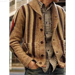 Men's Sweaters Men's Turn-Down Collar Cardigan Pocket Patchwork Autumn Winter thermal oversized Russia style Jacket Knitted Casual Male Sweater L230719