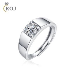 KOJ 1 Moissanite Wedding Rings with certificate original For Men Women 925 Sterling silver Adjustable Engagement Wedding