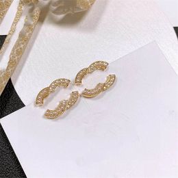 Designer simple Earrings ccity Luxury Stud Women Jewellery Gold drop Earring Woman ohrringe With box 44