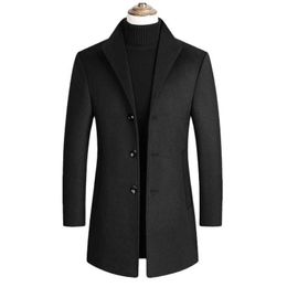 Men's Wool Blends New Mens Woollen Coat Winter Thick Wool Coat Men Classic Solid Overcoat Fashion Turn Down Collar Mens Coats and Jackets HKD230718