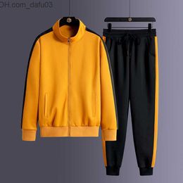 Men's Tracksuits Splice work track suit men's suit spring zipper jacket+pants 2 running men's autumn Sweatshirt jogger sweatpants suit men Z230719