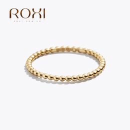 ROXI Single Row Bead Ring 925 Sterling Silver Simple Simple Glossy Jewelry Ultimate Matching Men's Jewelry Ladies Gift 2023