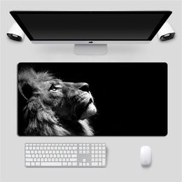 Cool Lion Black Mouse Pad Large Locking Edge Gamer Computer Desk Mat Anime Non-Skid Gaming MousePad Notebook Pc Accessories 210615297q