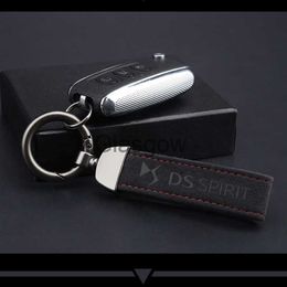 Car Key For DS SPIRIT DS3 DS4 DS4S DS5 DS 5LS DS6 DS7 Hot Fashion Metal Leather Car styling Custom Keychain 4s Shop Business Gift x0718