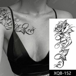 1pc Flower Rose Women Waterproof Temporary Tattoo Fake Stickers I Love You Moon Body Shoulder Cool Art Big Sexy Washable Tatoo