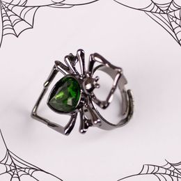 Hip Hop Punk Spider Insect Animal Rings For Women Men Creative Black Spider Inlaid Crystal Ring Gothic Jewellery Halloween Gift