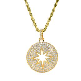 Circular hollow out star pendant necklaces zircon personality hip-hop in Europe and the micro250y