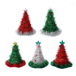 Berets Shiny Tinsel Christmas Tree Hat Green Xmas Funny Santa Cosplay Hats