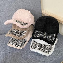 Ball Caps Winter Artificial Joining Lamb Wool Women Fashion Baseball Cap Outdoor Work Teddy Velvet Thicken Warm Hip Hop Hat For Men