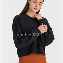 Women's long-sleeved loose T-shirt quick-drying yoga clothes suitable for gym daily close-fitting solid color casual badminton designer breathable aerobics ds122