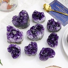 Natural Amethyst Geode Loving Heart Shape Quartz Cluster Crystal Specimen Energy Healing Thunder Egg Wholesale