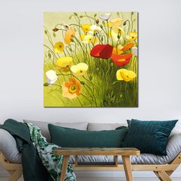 Abstract Pop Art Prairie Poppies Painting on Canvas Hand Painted Modern Restaurant Decor