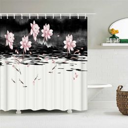 Shower 3D Chinese-style Printed Shower Curtain Waterproof Bathroom Polyester Flowers Birds Plants Bathtub Screen Home Decor