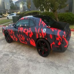 Red Black Camouflage Premium Vinyl Car Wrap Decal Film Sheet Foil with Air Channel Release Technology273h