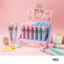 30pcs 10colors Cartoon Ballpoint Pens 0 5mm Multicolor Pen Student School Office Supplies Cute Rabbit Bear Stationery Creative Kid311h