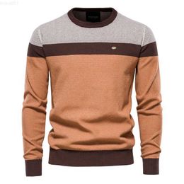 Men's Sweaters New Winter Brand Mens Sweaters Spliced Cotton Sweater Men Casual O-neck High Quality Pullover Knitted Sweaters Male L230719