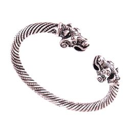 VB300029 Antique Silver Viking Bear Bracelet Two Headed Bear Men Bangles Wristband Fashion Jewelry302F