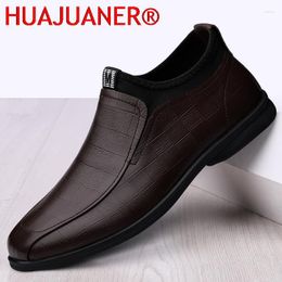 Boots Autumn Winter Men's Genuine Leather Soft Anti-slip Male Slip On Shoes Lightweight Casual Warm Handmade Driving