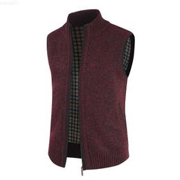 Men's Sweaters 2022 New Autumn and Winter Men's Cotton Coat Fashion Warm Outer Wear Vest Hot Cotton Vest Casual Sleeveless Jacket L230719