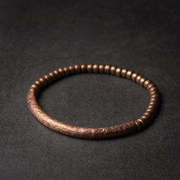 Bangle Handmade Hammered Pure Copper Bracelet Vintage Artificial Oxidized Street Rock Style Metal Unisex Jewelry For Men Women 230718