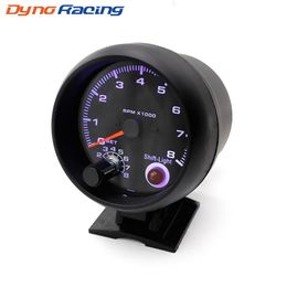 Tachometer 3 3 4 Black color 0-8000 rpm gauge with inter shift light Blue Led Car meter Racing meter255Q