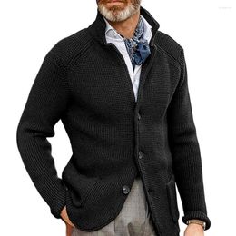 Men's Sweaters Windproof Trendy Autumn Winter Casual Pure Colour Knitted Cardigan Coat Warm Sweater Thickened For Office