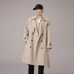 Men's Trench Coats Arrival Men Solid Colour Coat Slim Casual Streetwear Windbreak Mens Clothing Pants Vintage Overcoat Size W41