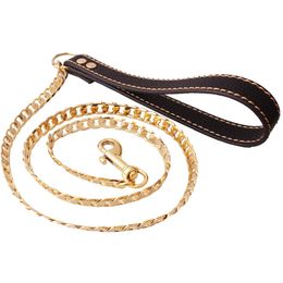 12mm 128cm gold Tone Stainless steel Dog Slip Collar Cuban Chain Dog Training Choke Collar Strong Traction Practical Chain Necklac273K