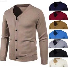 Men's Sweaters 2023 Autumn Winter V-neck Cardigan Men's Casual Slim Outwear Knit Sweater Jacket Korean Fashion Solid Colour Men's Clothing L230719