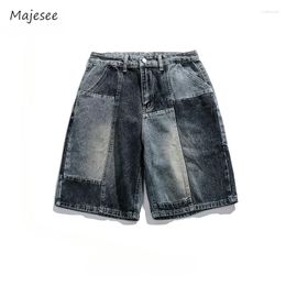 Men's Jeans Knee Length Men Summer Vintage Harajuku Basic Baggy Beach Style Males Denim Clothing Wide-leg Trousers BF