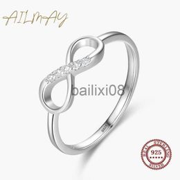 Band Rings Ailmay 925 Sterling Silver Fashionc Infinity Love Fine Cubic Zirconia Ring for Women Romantic Wedding Jewelry J230719