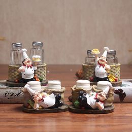 Wine Glasses Crafts Chef Statue Salt Pepper Bottle Holder 230719