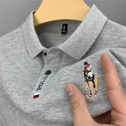 Mens Polos Summer Embroidered Polo Shirt High Quality Short Sleeve Breathable Top tier Business Casual 230718