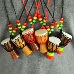 Pendant Necklaces 5pcs Mini Jambe Drummer Individuality Djembe Percussion Musical Instrument Necklace African Hand Drum Toy299Z