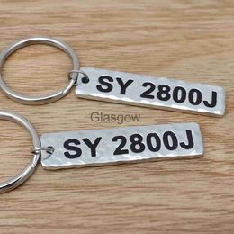 Car Key Customised Antilost Keyring Car Number Plate Key Chain Bar Keychain Engraved Number Key Ring Jewellery New Driver Gift For Dad x0718