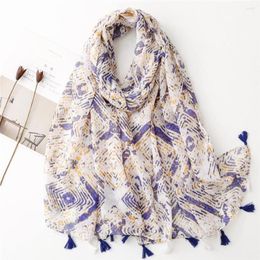 Bandanas Women Soft Wrap Hijab Tassel Pashmina Shawls Scarf Thin Stole