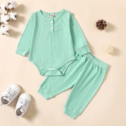 Clothing Sets Born Baby Boy Girl Pant Autumn Clothes Outfits Long Sleeve Button Up Bodysuit And Pants Infant Items