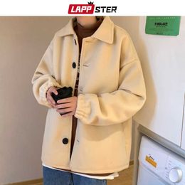 Men's Wool Blends LAPPSTER Men Vintage Japanese Streetwear Trench Coat 2023 Mens Solid Korean Fashion Y2k Jackets Coats Man Casual Windbreaker 5XL HKD230718